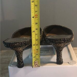 Elegant Brocade Black and Gold dressy mules